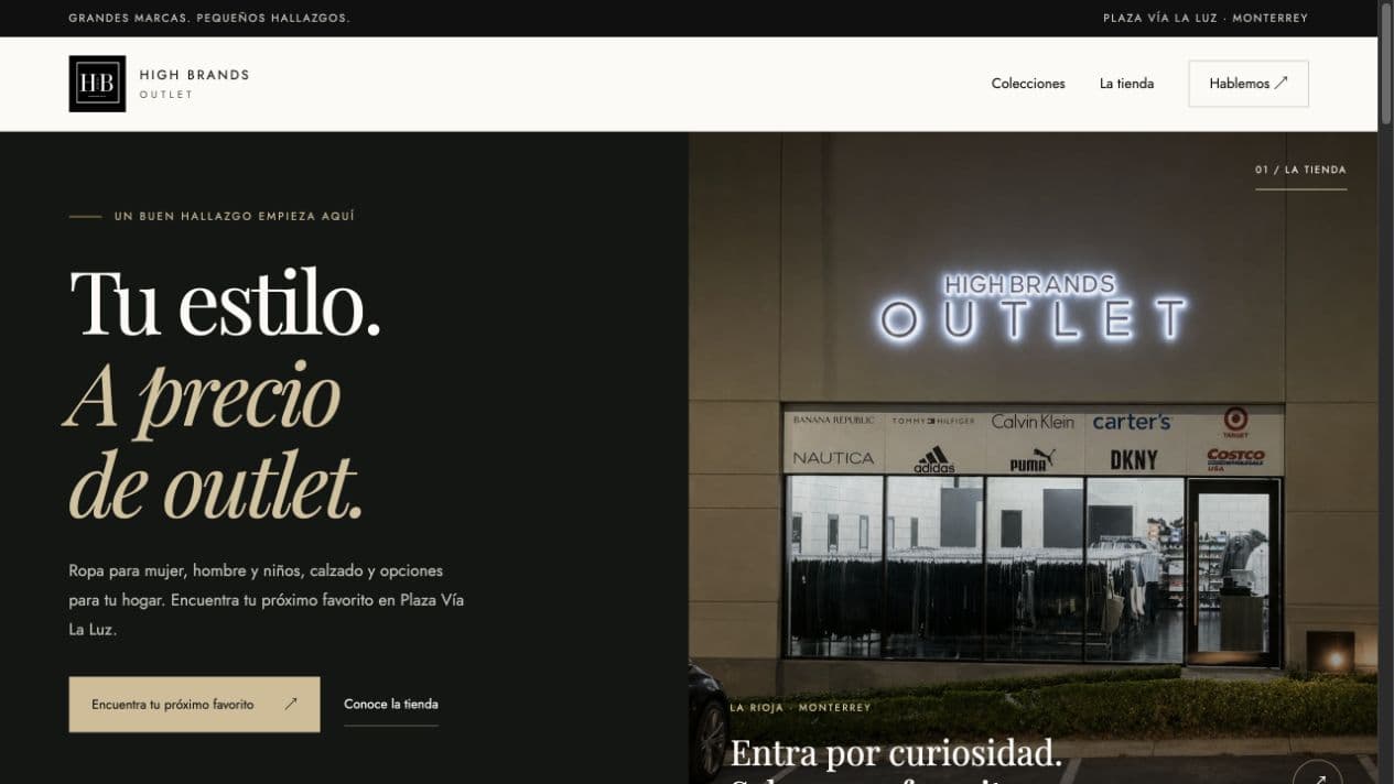 High Brands Outlet — homepage preview