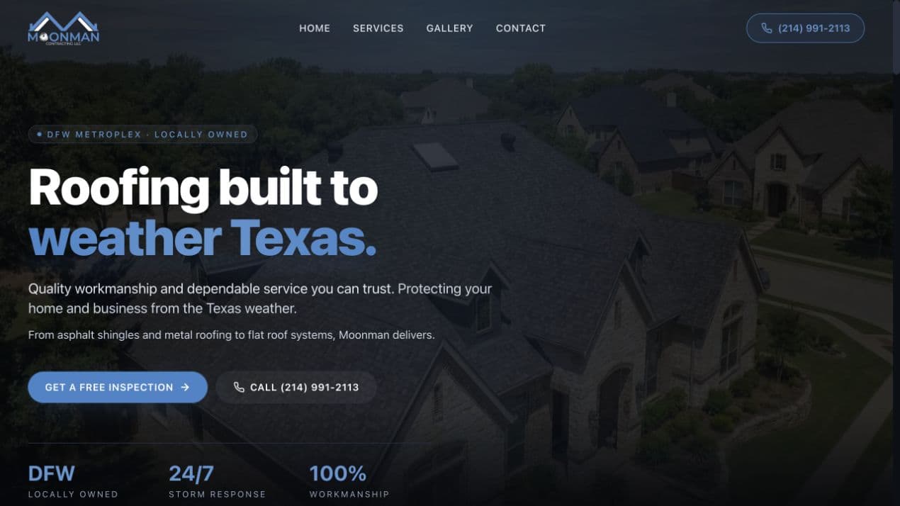 Moonman Contracting — homepage preview